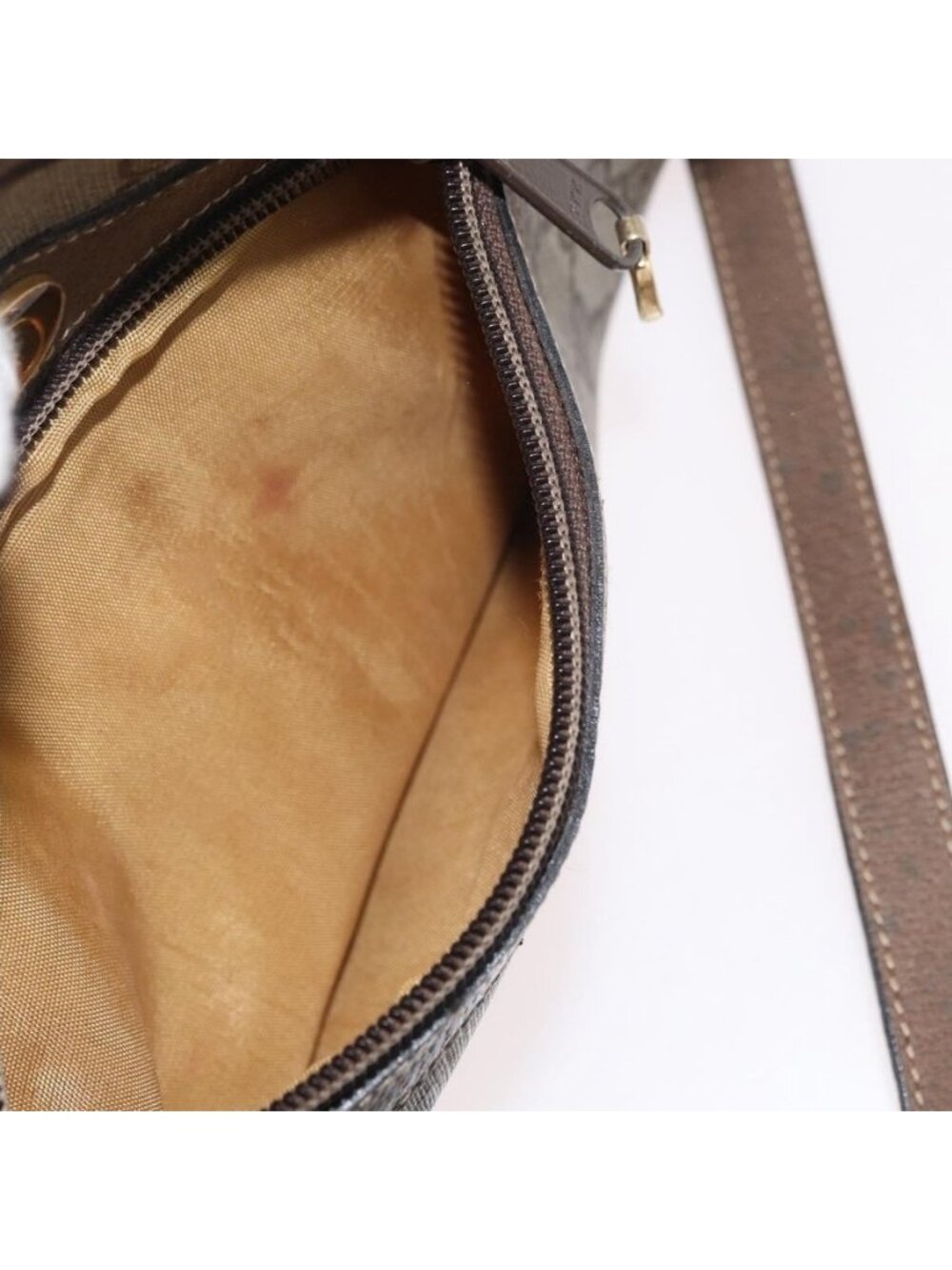 Authentic GUCCI GG Supreme Web Sherry Line Bag PVC Beige Gold 904 02 004 - Picture 3 of 16
